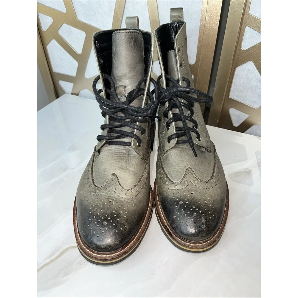 Michael Shannon Men shoes Leather Gray Boots sz Us 11 Wingtip